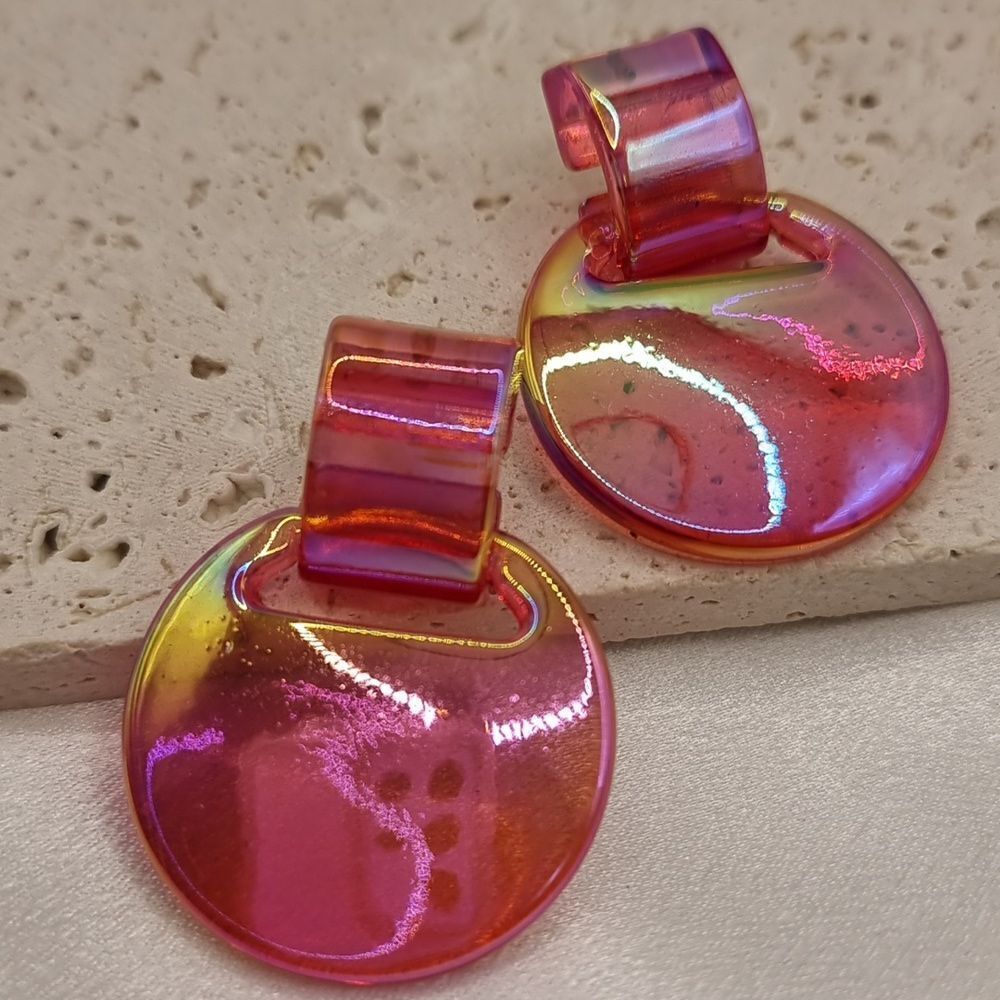 New FREE PEOPLE irradescent cute fun circle ombre earrings